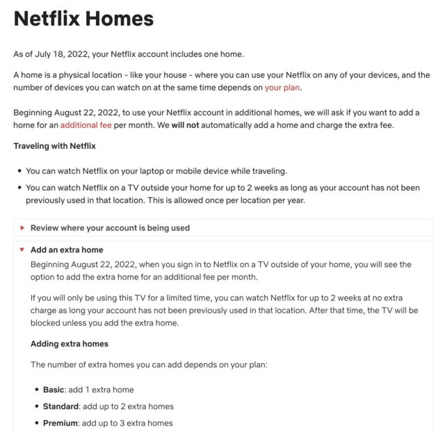 Netflix Extra Home Fee Screenshot